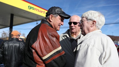 Manchin campaigning in Elkins, West Virginia, in 2018