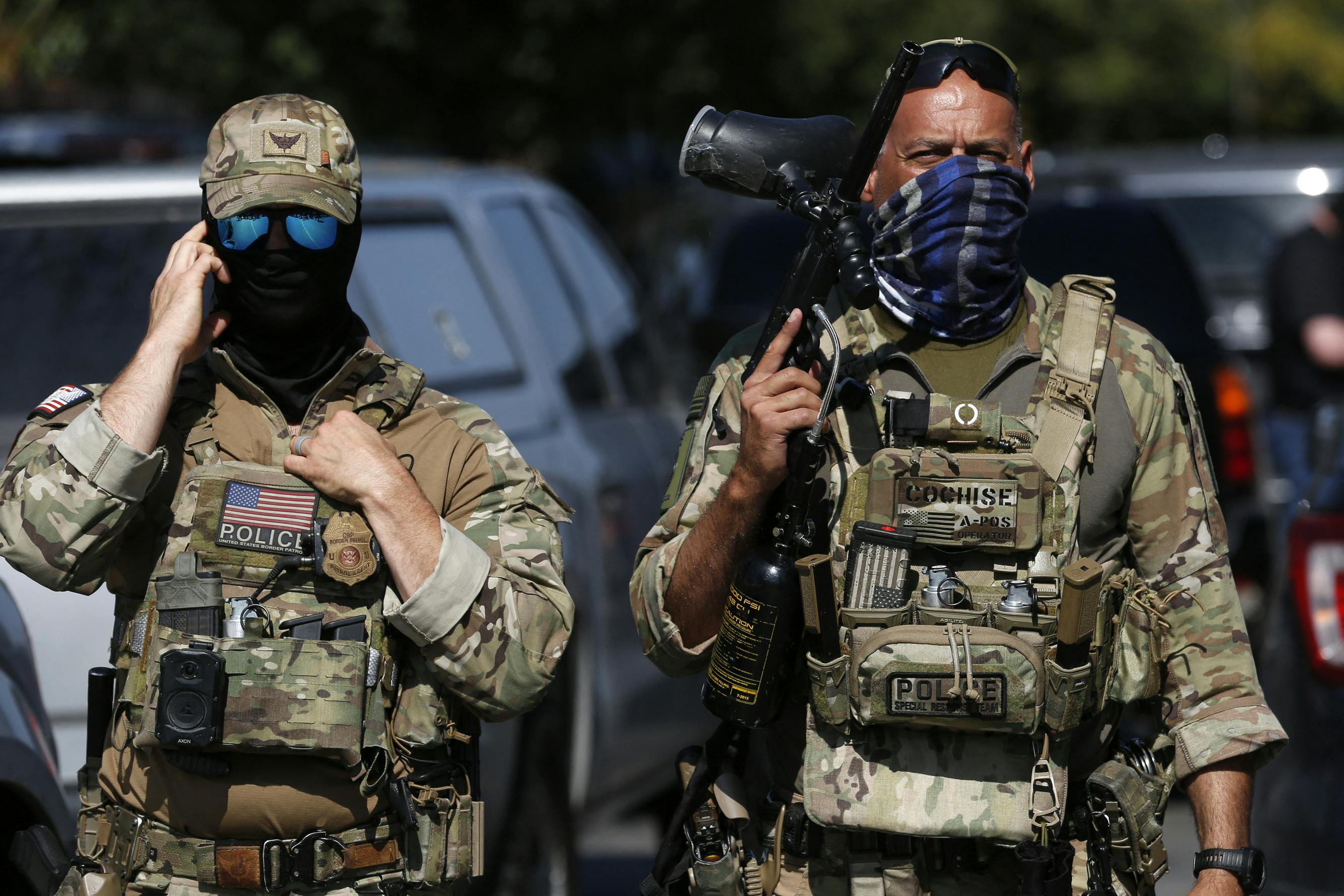 Masked Customs and Border Protection Border Patrol agents in Chicago