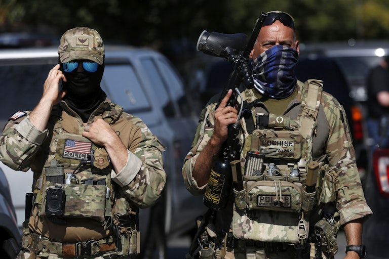 Masked Customs and Border Protection Border Patrol agents in Chicago