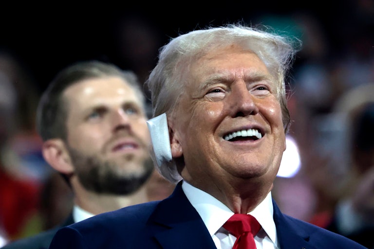 Donald Trump smiles while at the Republican National Convention