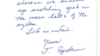 Jeffrey Epstein's handwritten leter to Larry Nassar