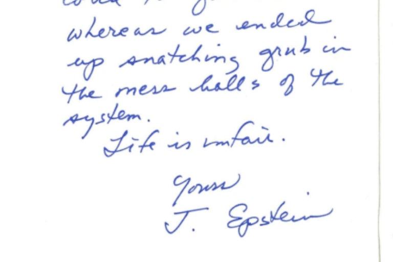 Jeffrey Epstein's handwritten leter to Larry Nassar