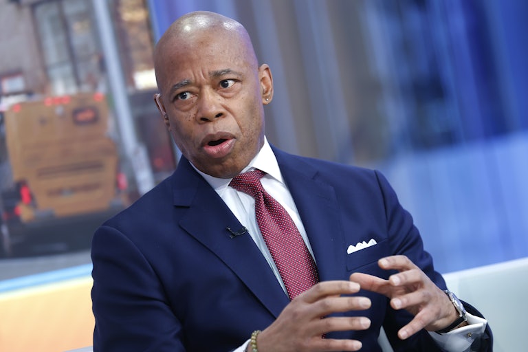 Eric Adams speaks on the Fox News set