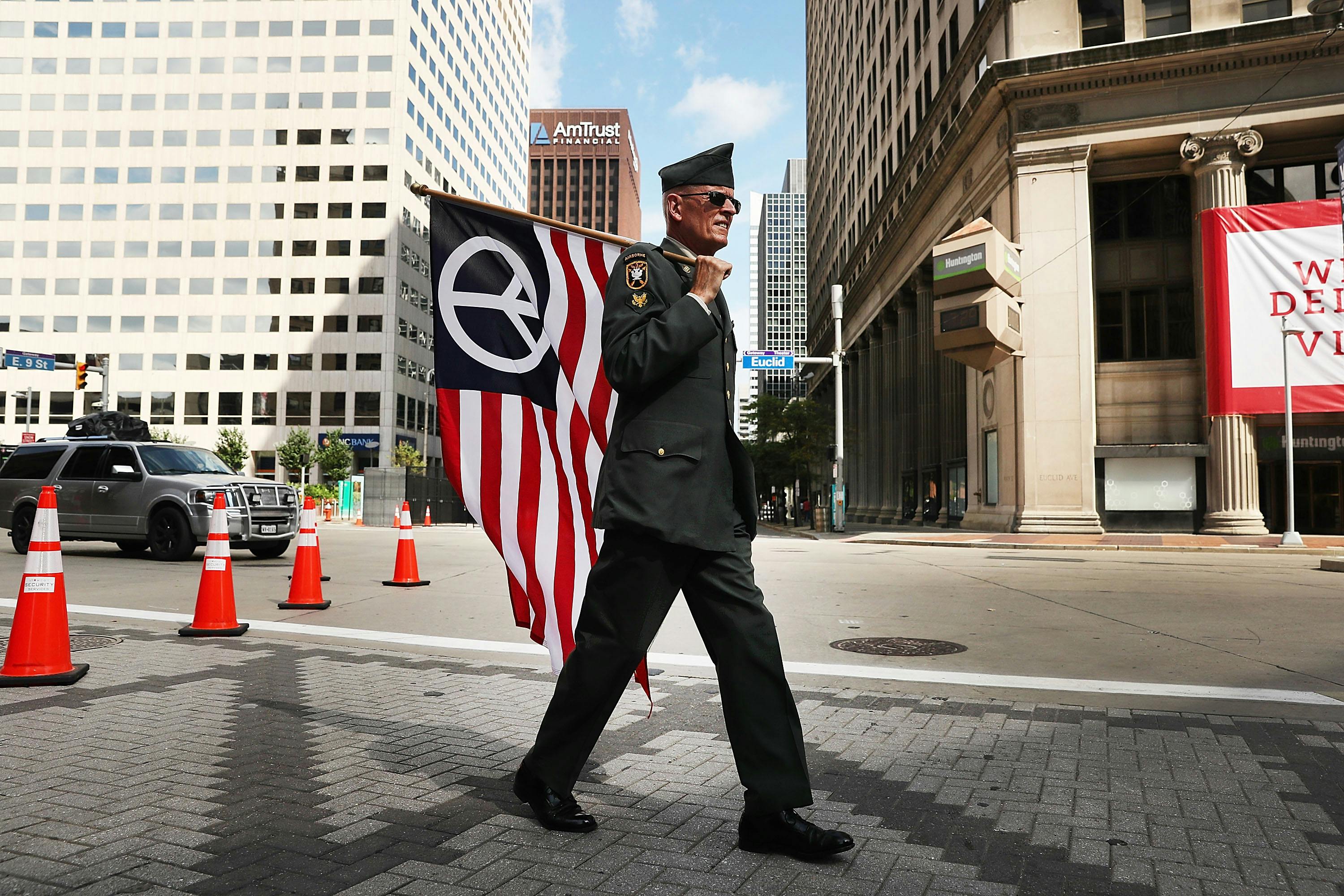 Lou Pumphrey with Veterans for Peace