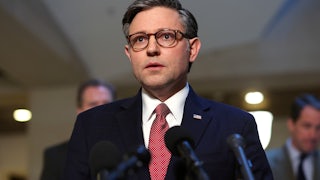 Mike Johnson at the podium