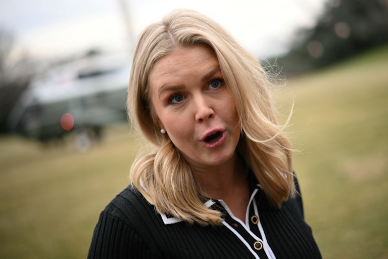 White House Press Secretary Karoline Leavitt speaks to reporters