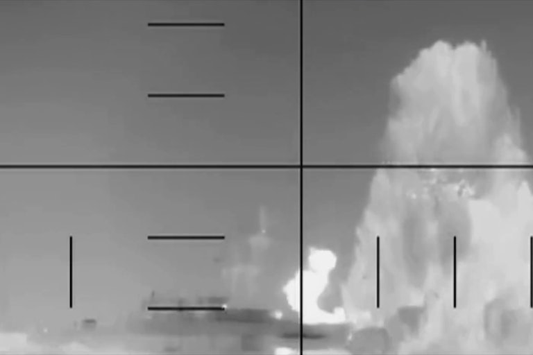 A very large explosion in theo cean.