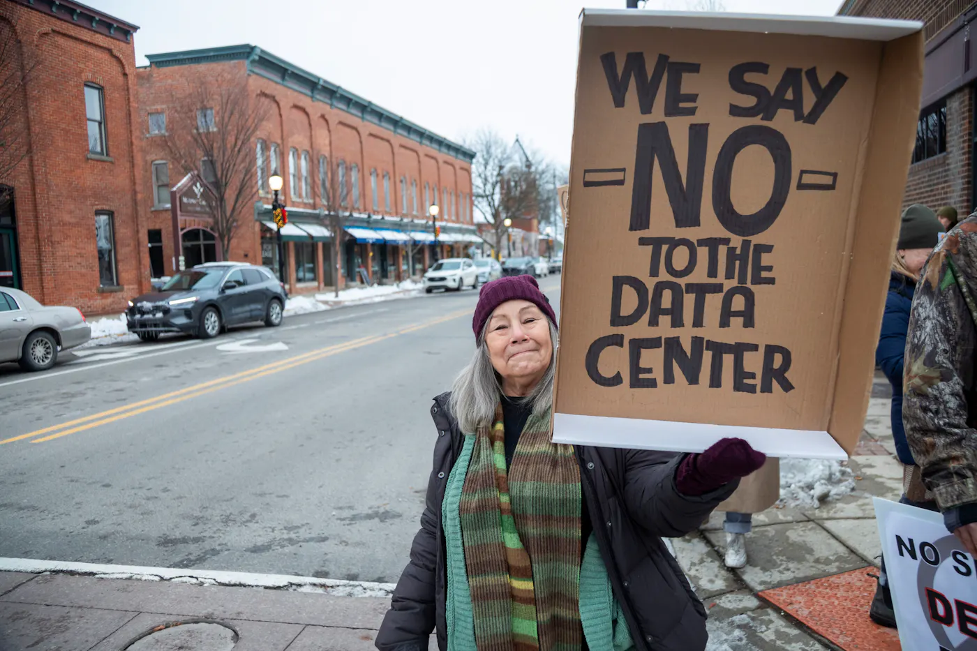 Rural Michigan residents rally against the $7 billion Stargate data center planned on southeast Michigan farmland. 