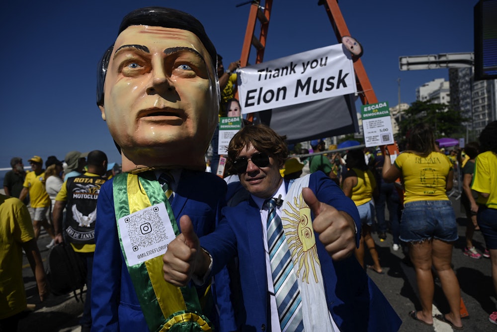 A supporter dressed as former Brazilian President Jair Bolsonaro