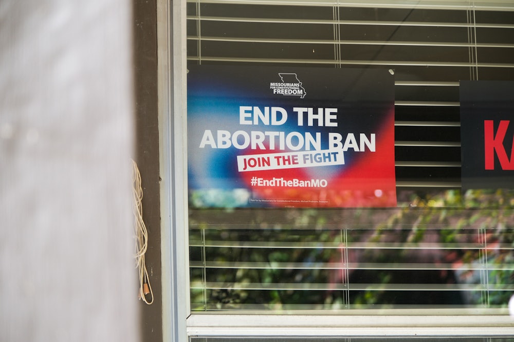 A home displays a pro-abortion sign in October 2024.