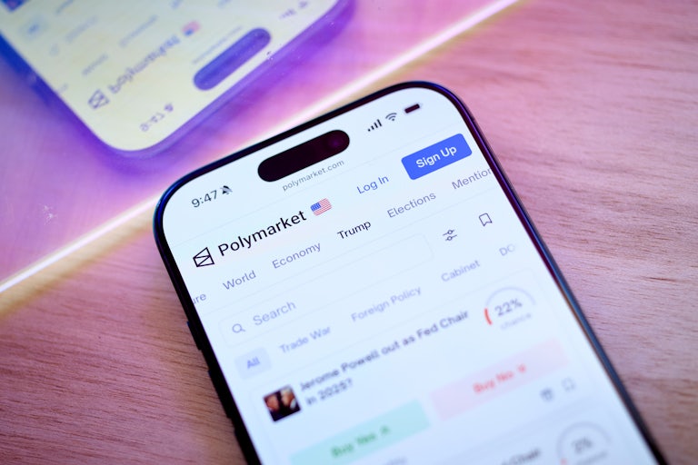 Polymarket on a smartphone