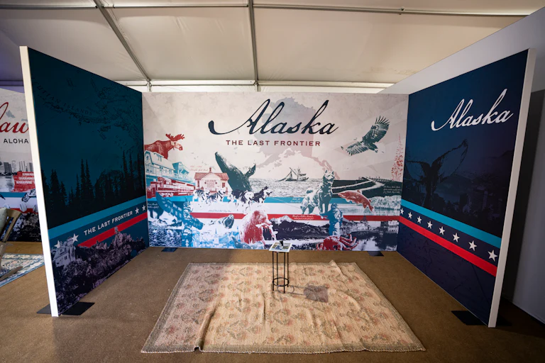 Alaska exhibit at the Great American State Fair (there's nothing in there, just a sign that says Alaska) with some eagles and mountains