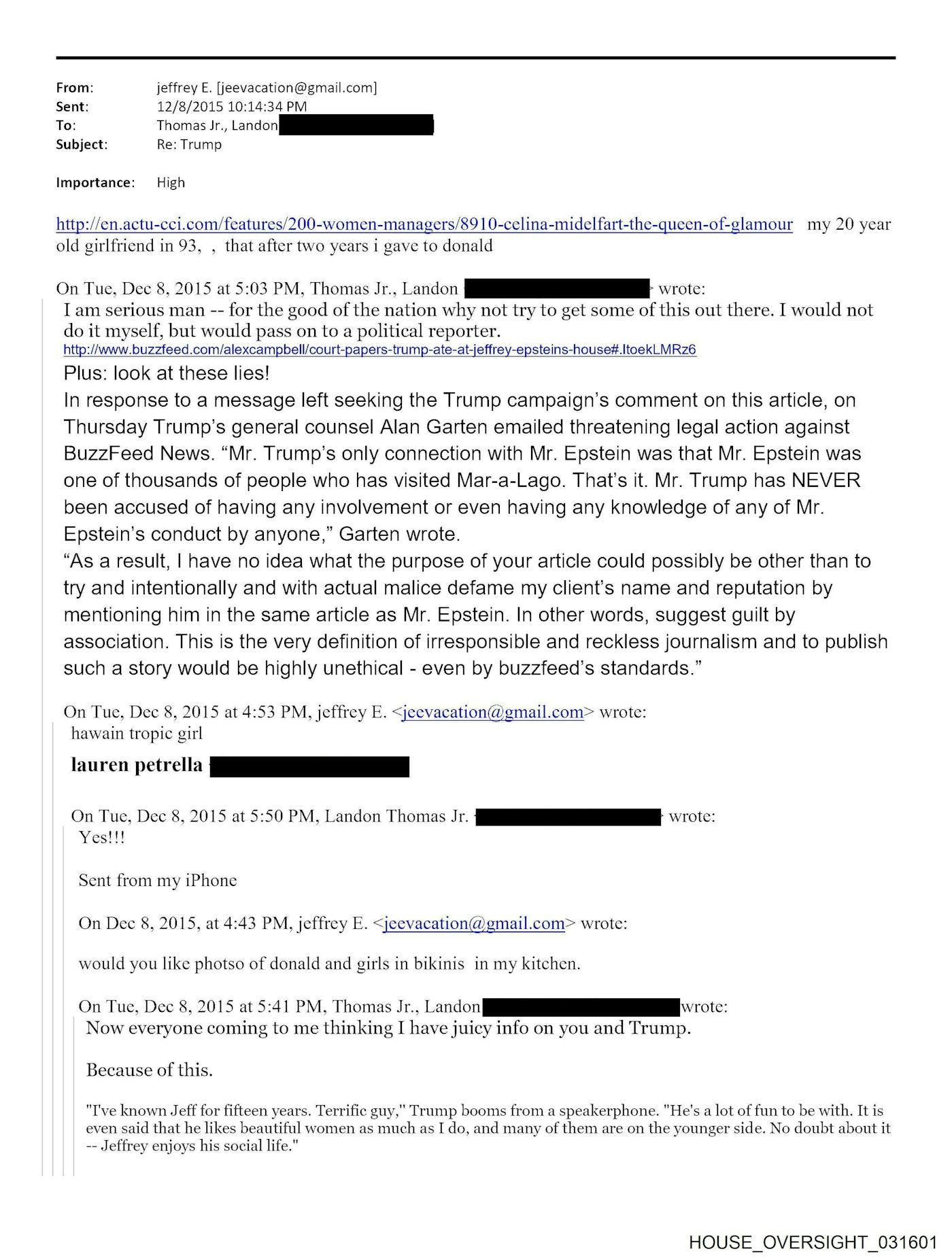 Jeffrey Epstein email