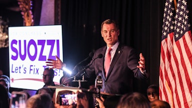 Democrat Tom Suozzi speaks following his victory in the special election victory over Republican Mazi Pilip.