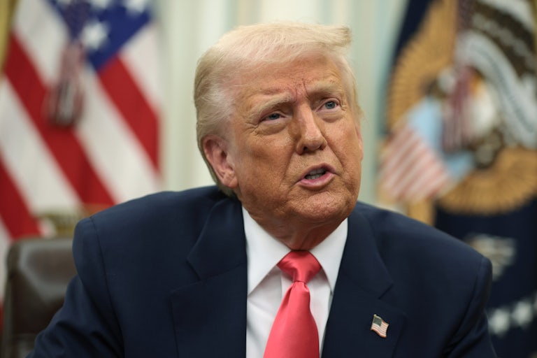 Donald Trump speaking in the Oval Office.