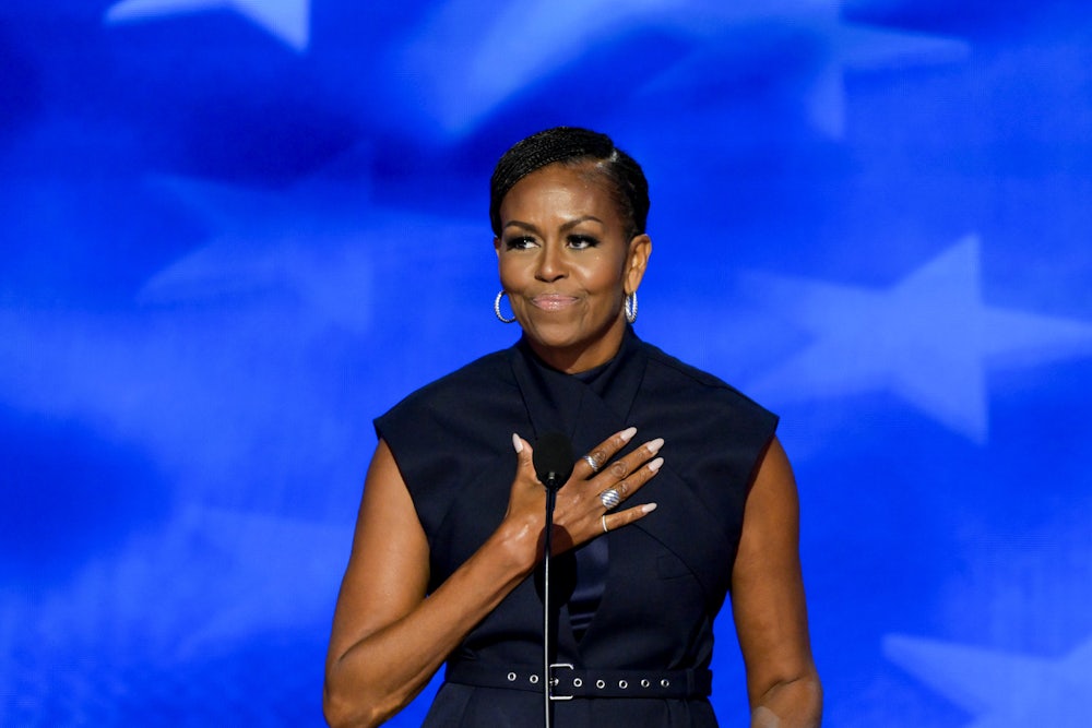 Michelle Obama places hand on heart