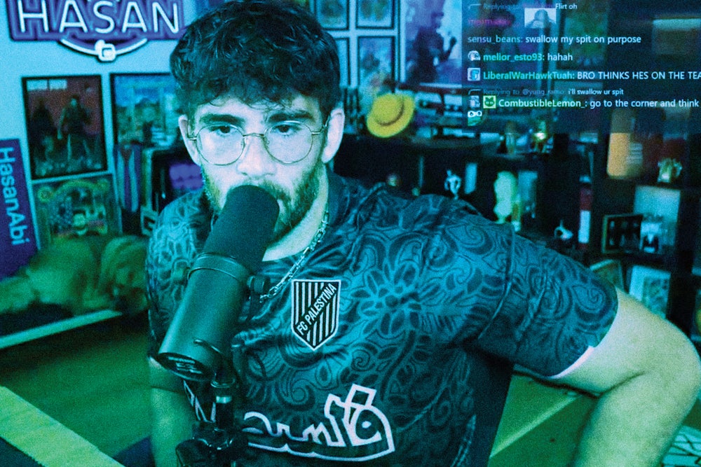Hasan Piker on a Twitch/HasanAbi channel broadcast