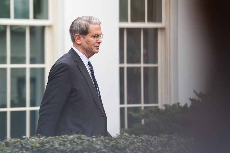 Treasury Secretary Scott Bessent walks outside the White House
