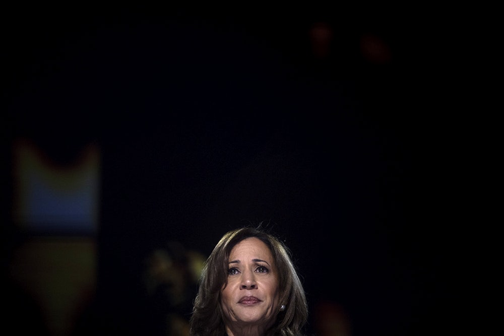 U.S. Vice President Kamala Harris arrives on stage during the final day of the Democratic National Convention