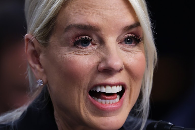 Attorney General Pam Bondi speaks during a Senate hearing