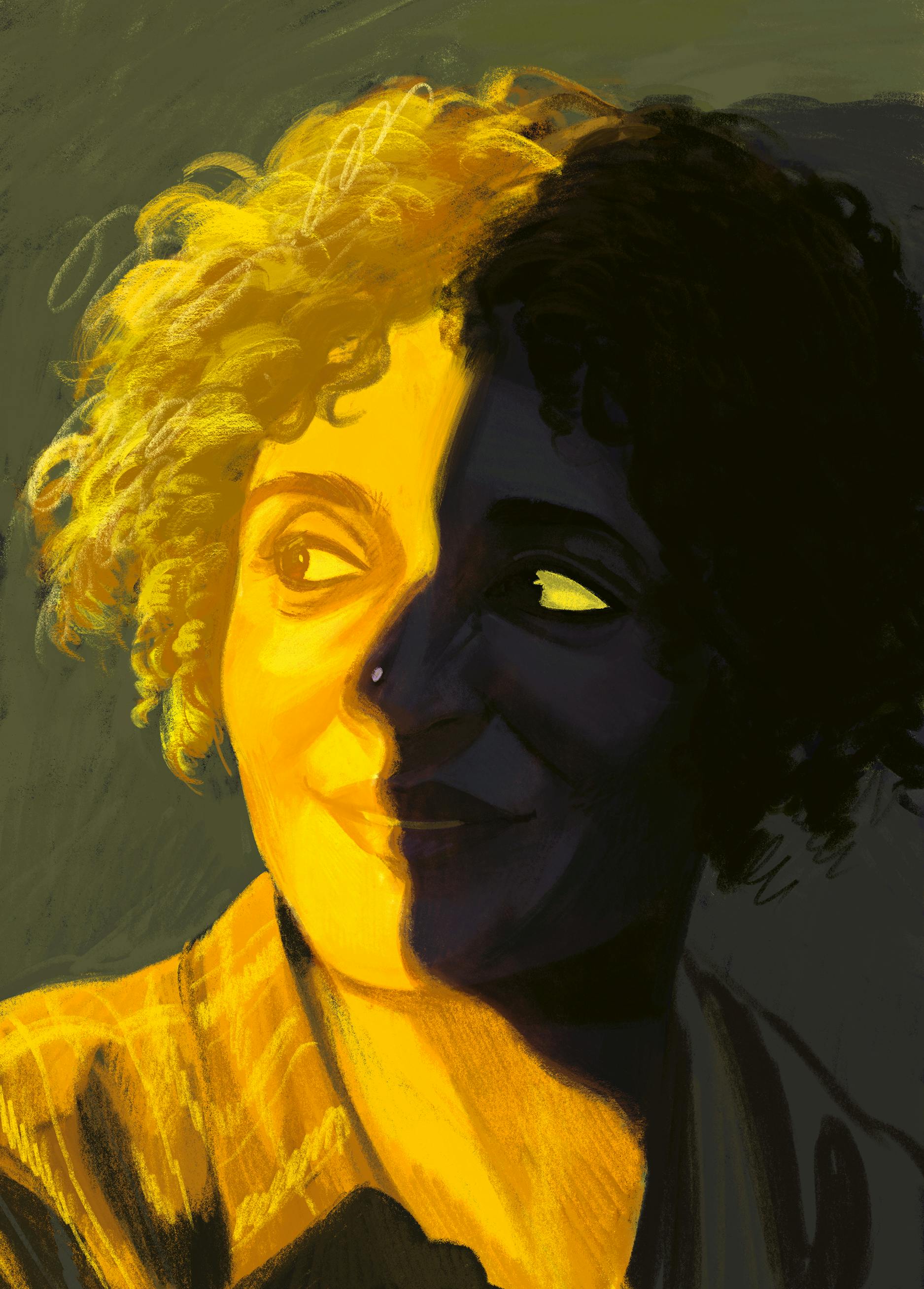 An illustrative portrait of Arundhati Roy