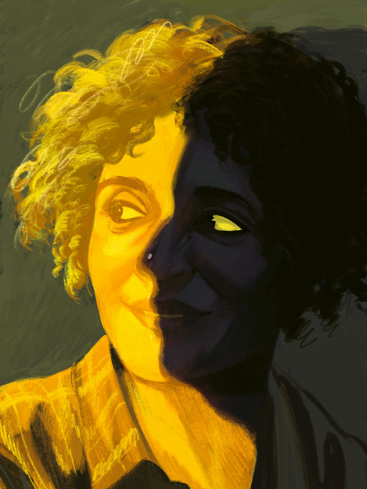 An illustrative portrait of Arundhati Roy