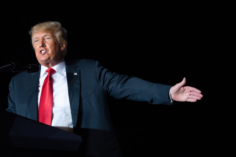 Former President Donald Trump speaks at a rally in Perry, Georgia