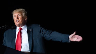 Former President Donald Trump speaks at a rally in Perry, Georgia