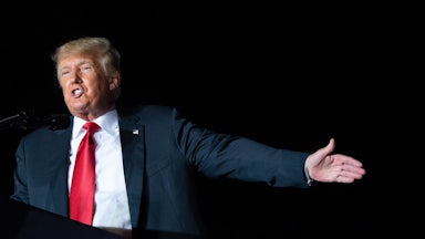 Former President Donald Trump speaks at a rally in Perry, Georgia