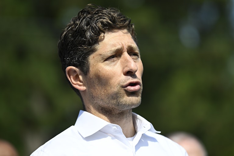 Minneapolis Mayor Jacob Frey speaks to the media following a shooting at Annunciation Catholic School on August 27 in Minneapolis, Minnesota.