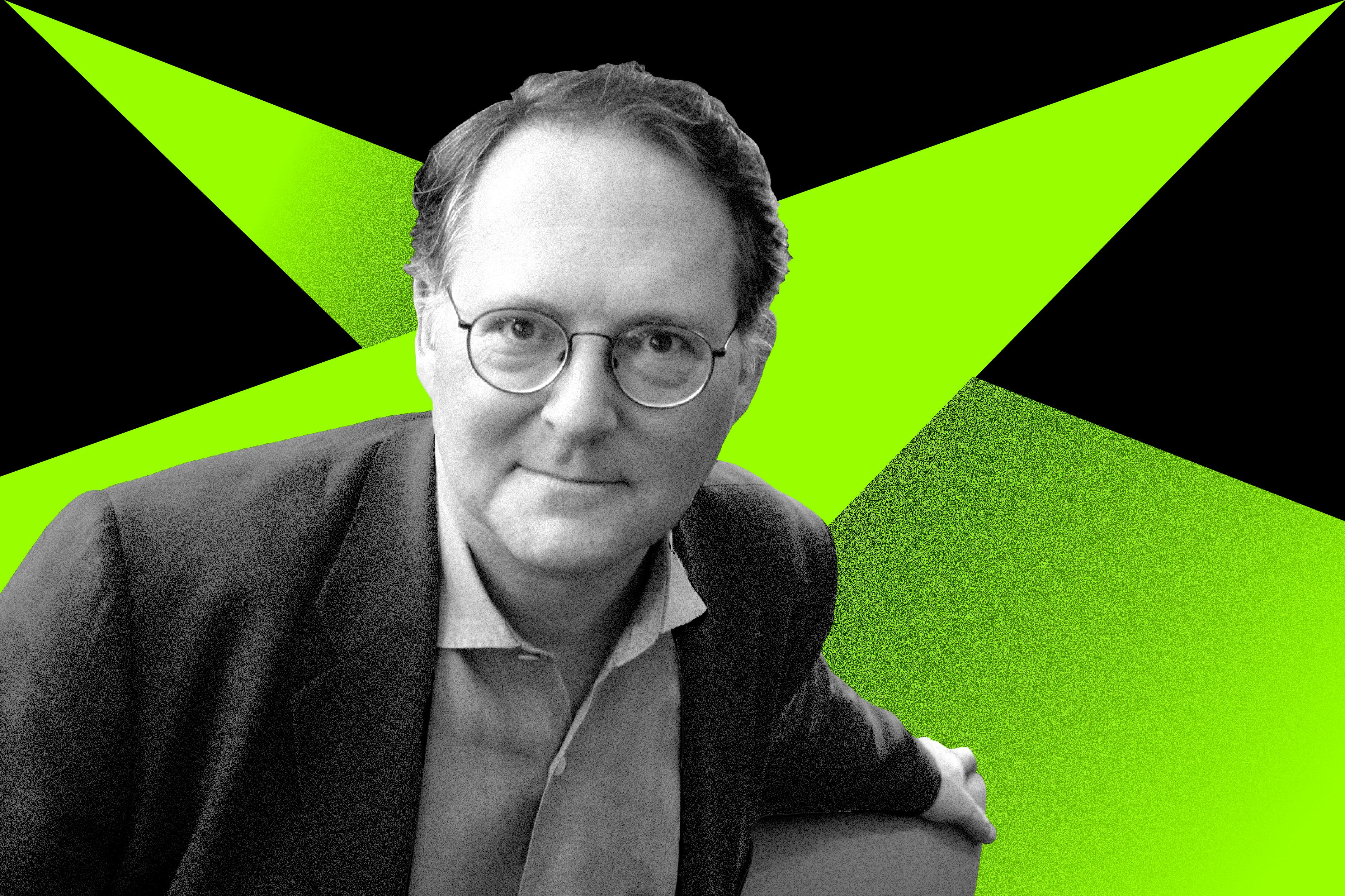 Craig Unger in front of a green and black background