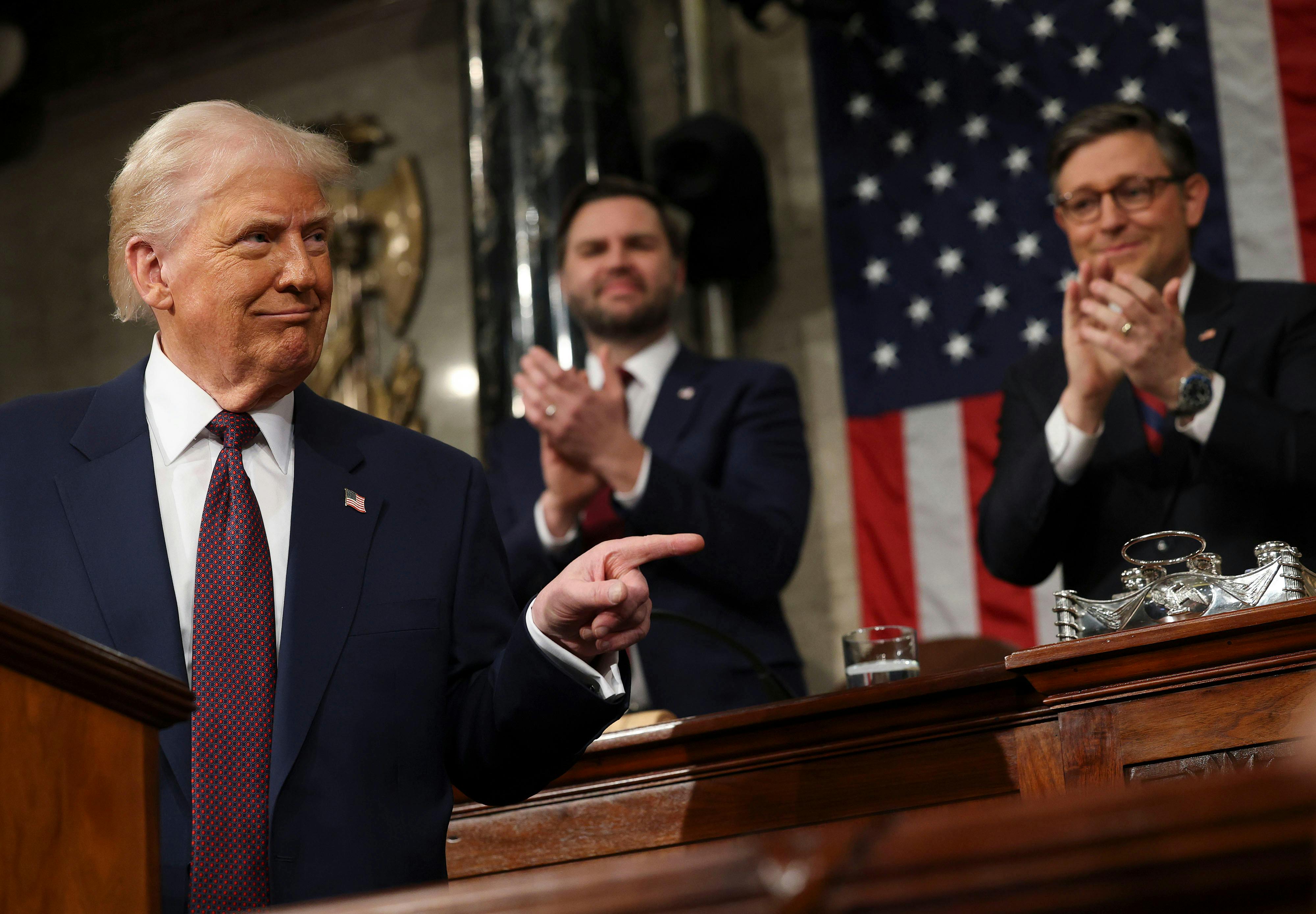 Trump, Vice President JD Vance, and House Speaker Mike Johnson 