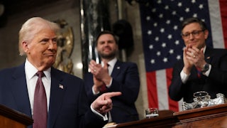 Trump, Vice President JD Vance, and House Speaker Mike Johnson