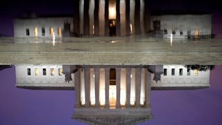 The Supreme Court building appears upside down.