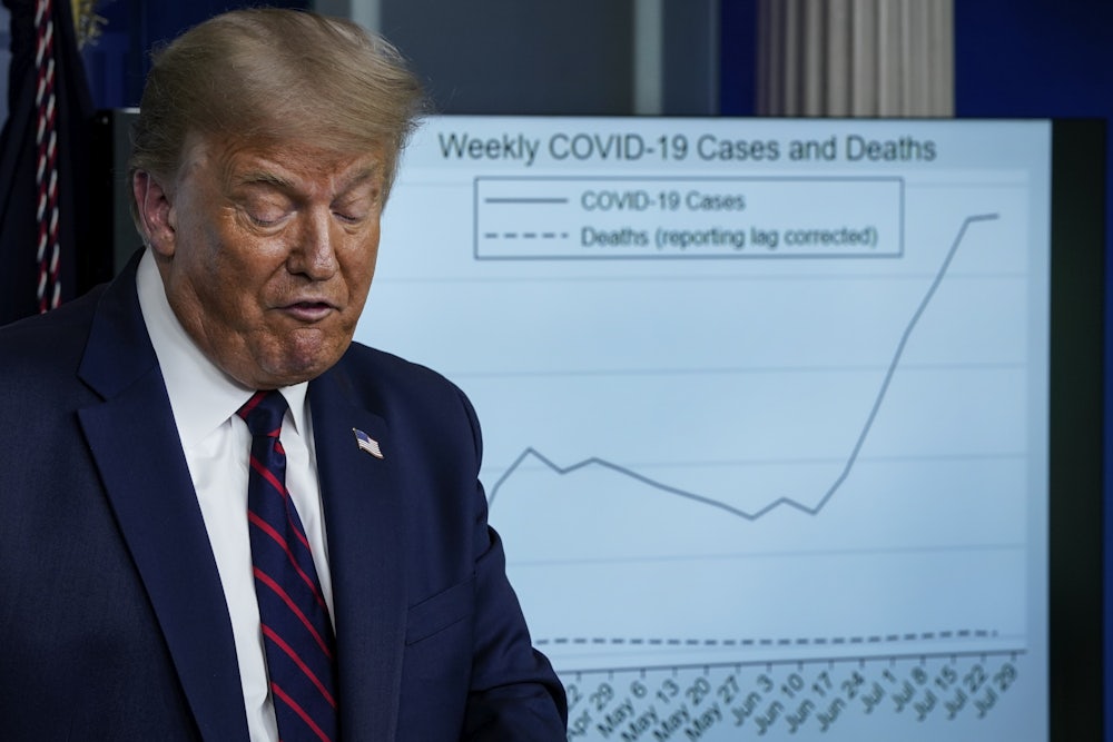 President Donald Trump speaks during a coronavirus news conference at the White House.