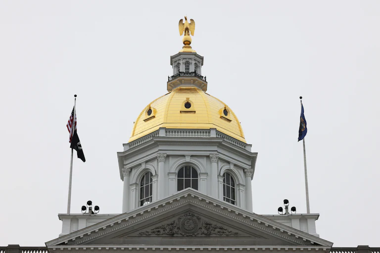 New Hampshire state Capitol (with a gold eagle on top)