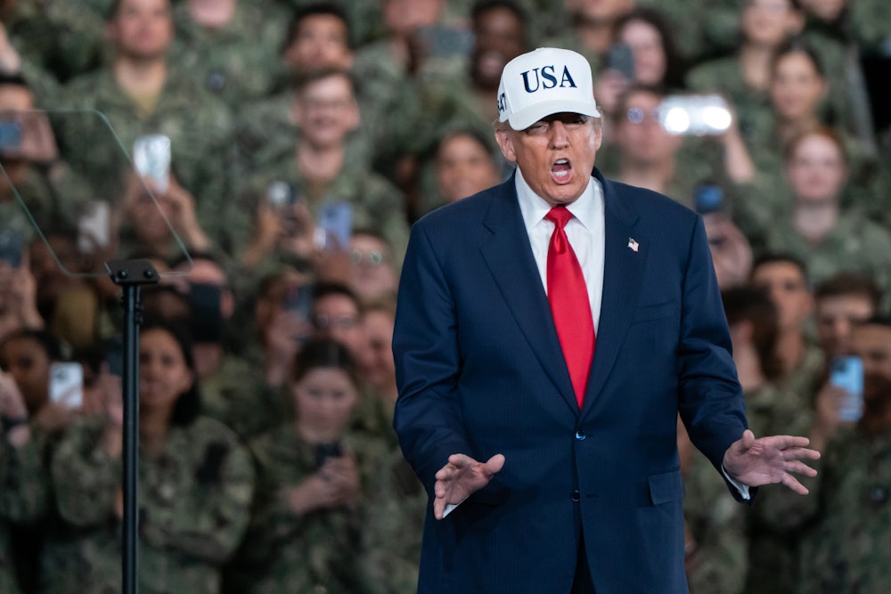 Trump speaks to troops aboard USS George Washington
