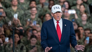 Trump speaks to troops aboard USS George Washington