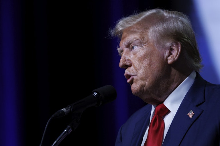 Donald Trump speaks at a campaign event