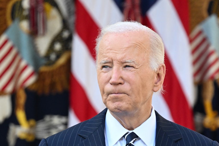 President Joe Biden looks grim