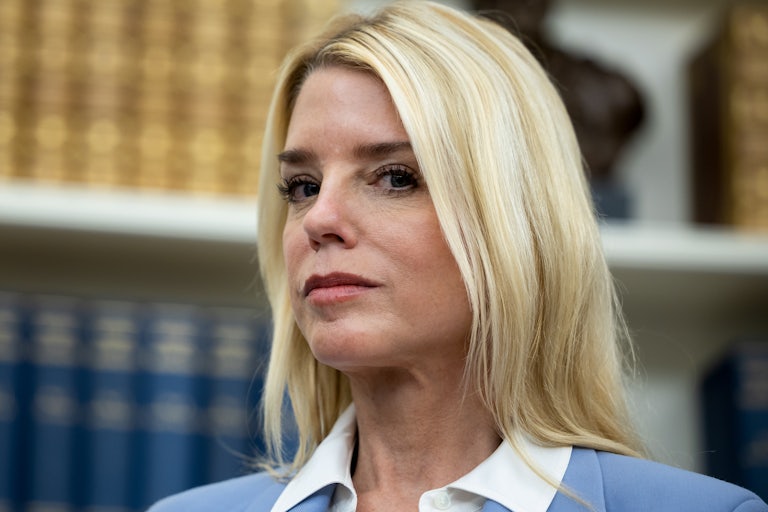 Attorney General Pam Bondi looks at the camera with side-eye.