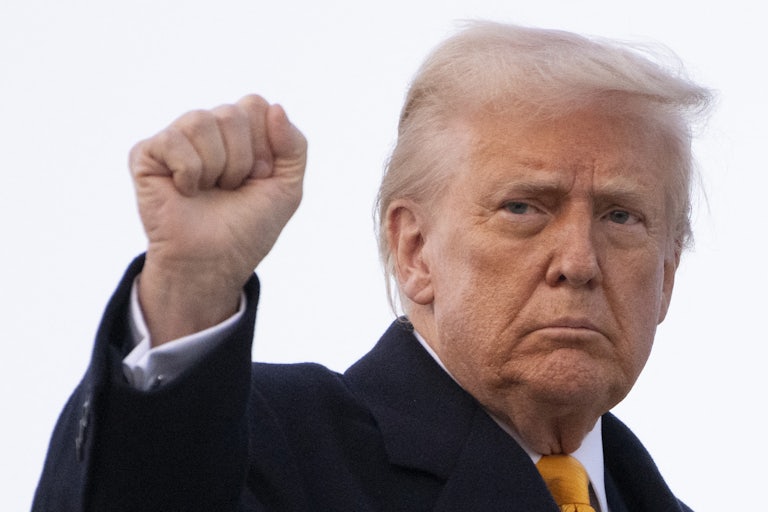Donald Trump raises his fist