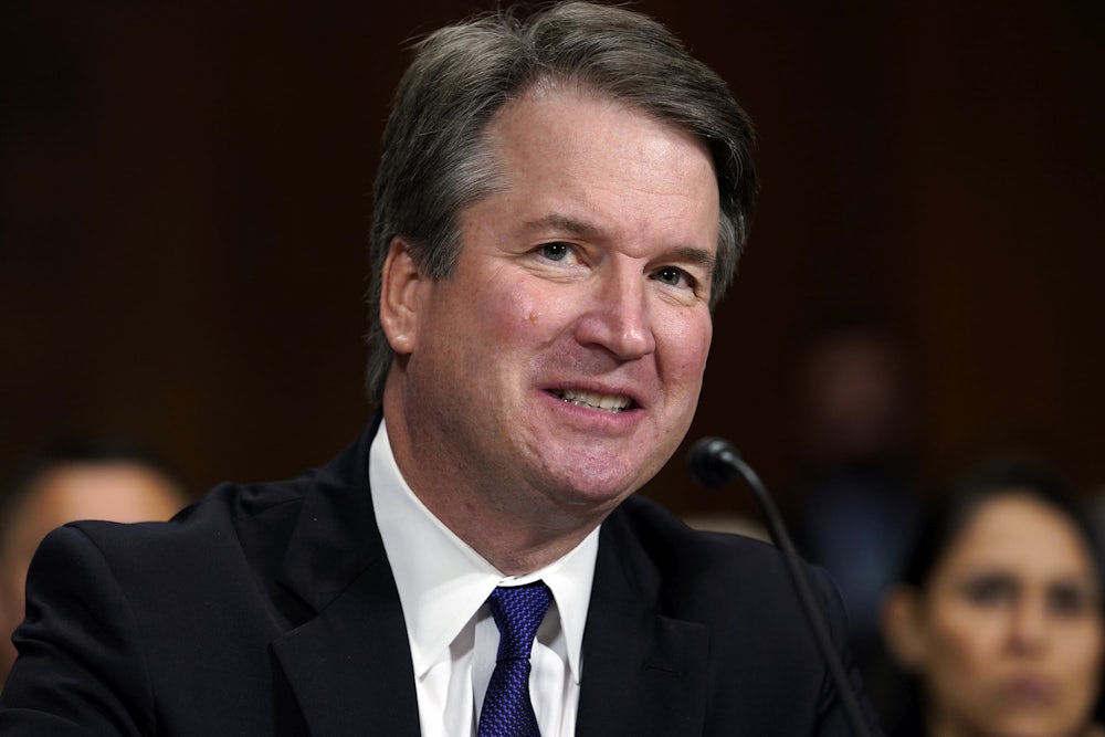 A close up of Supreme Court Justice Brett Kavanaugh.