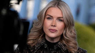 White House press secretary Karoline Leavitt glares