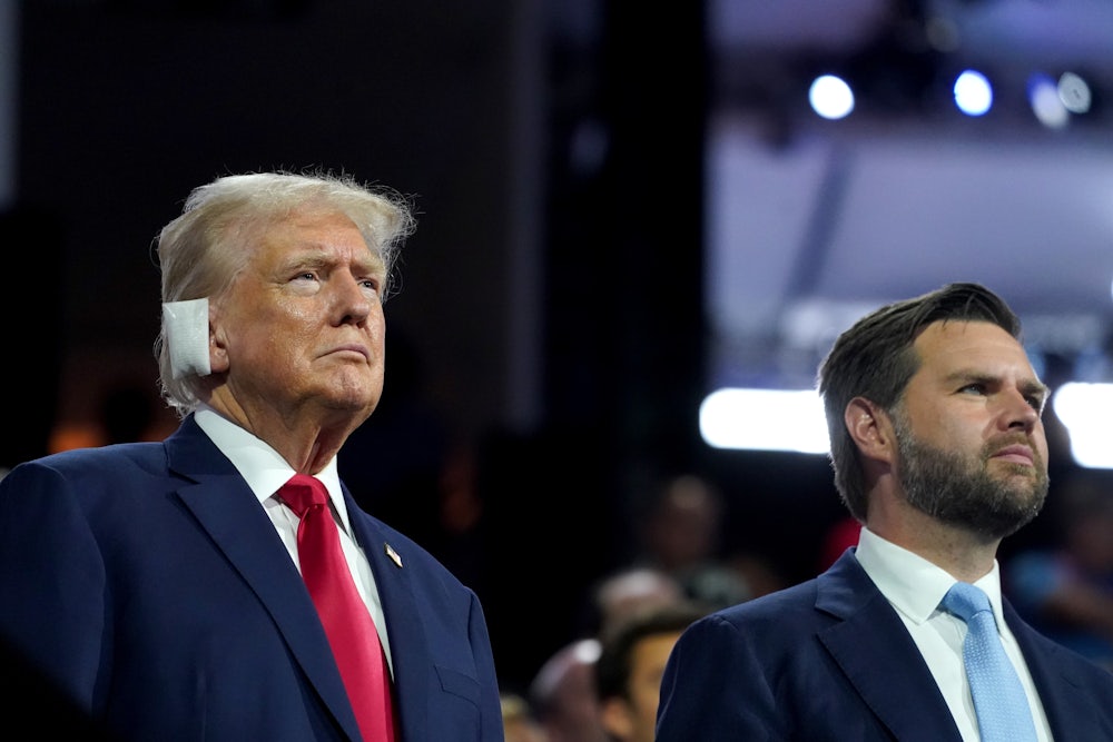 Donald Trump and J.D. Vance stand side by side