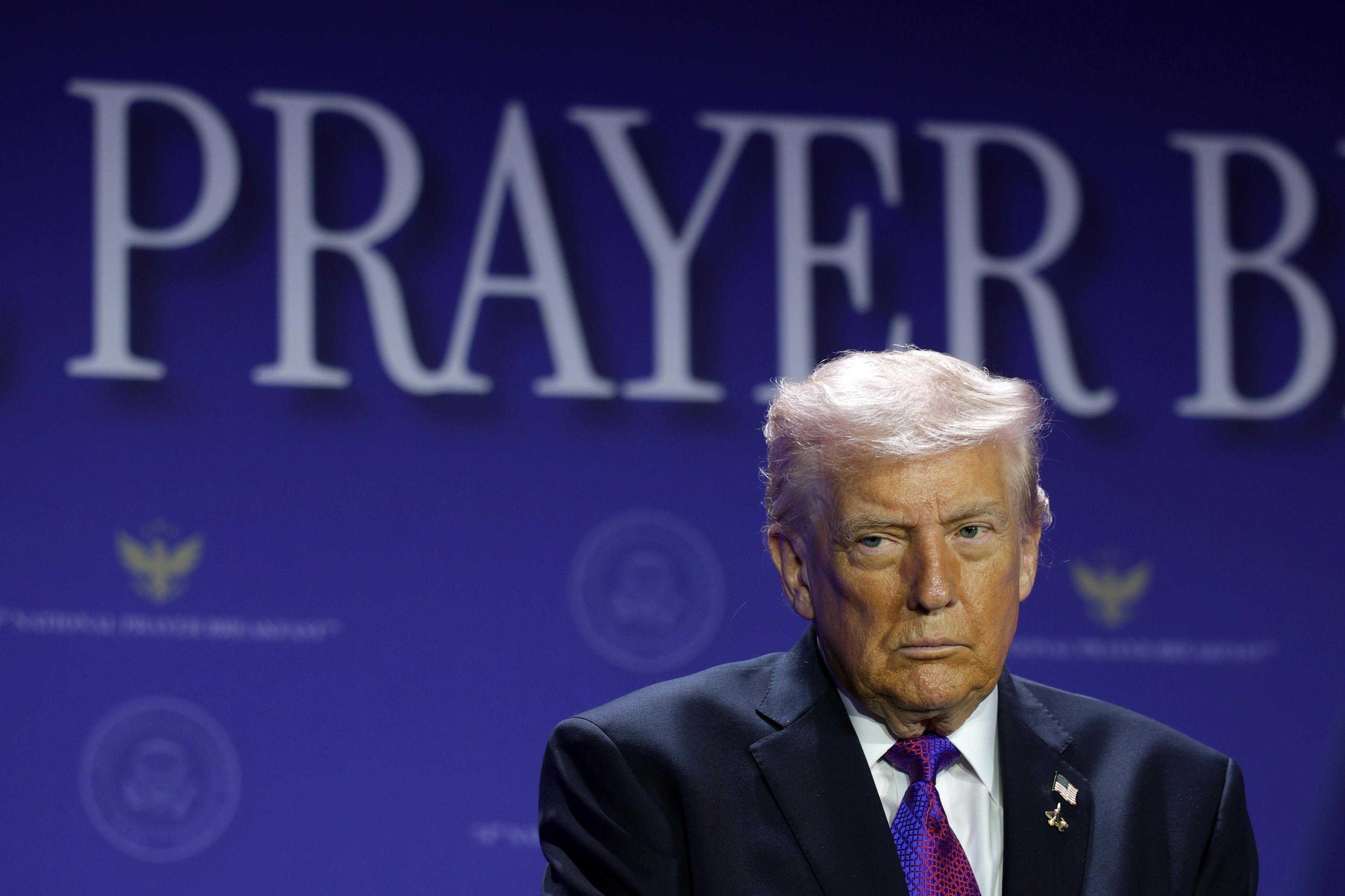 Donald Trump at the National Prayer Breakfast.