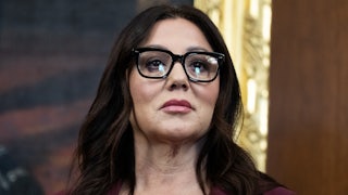 Labor Secretary Lori Chavez-DeRemer stands during a press conference