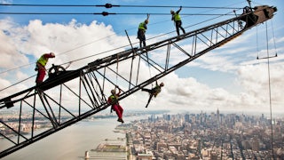 Crane inspectors at work on the ninetieth floor of One World Trade Center