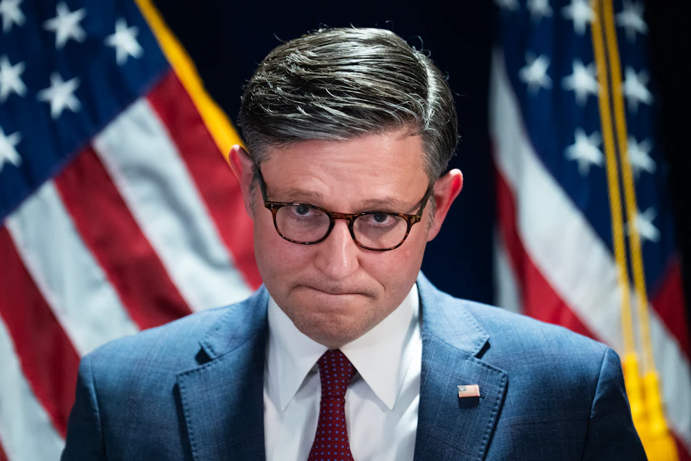 A frontal view of speaker of the House Mike Johnson, who has been associated with Alliance Defending Freedom for more than 20 years.