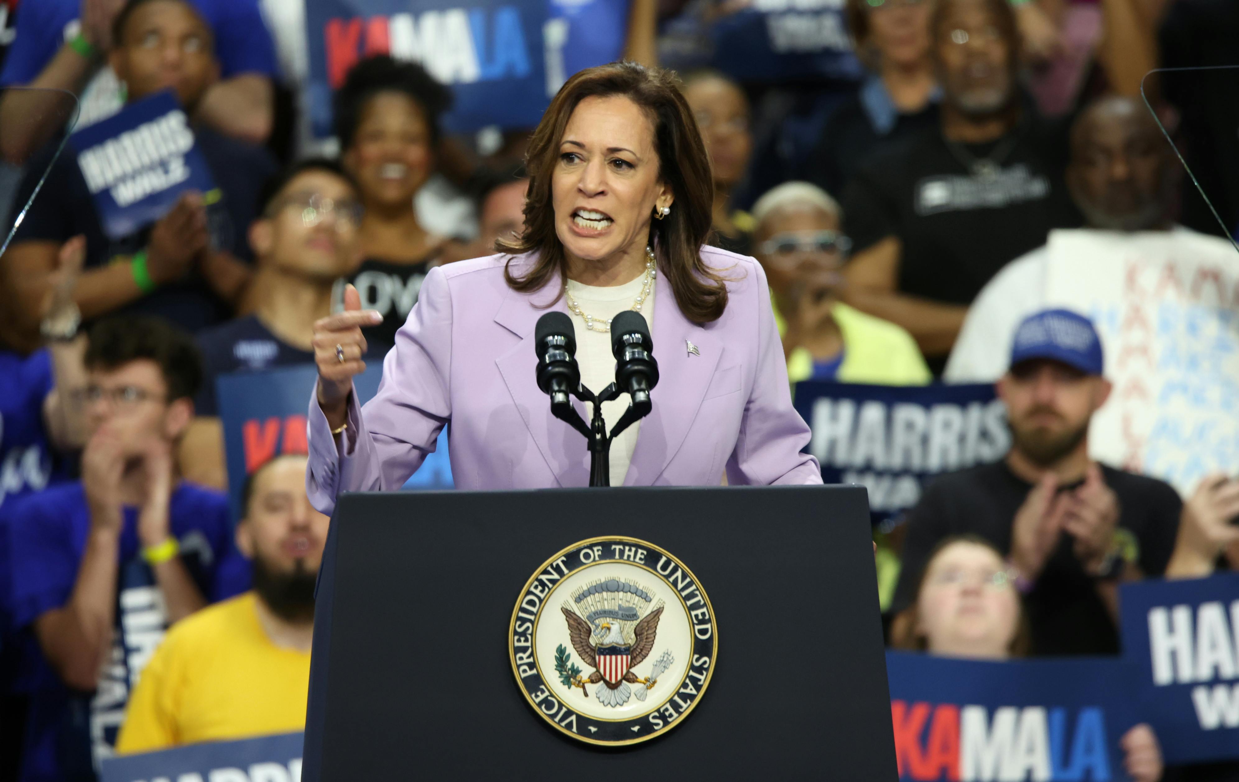 Vice President Kamala Harris at a campaign rally at the University of Las Vegas